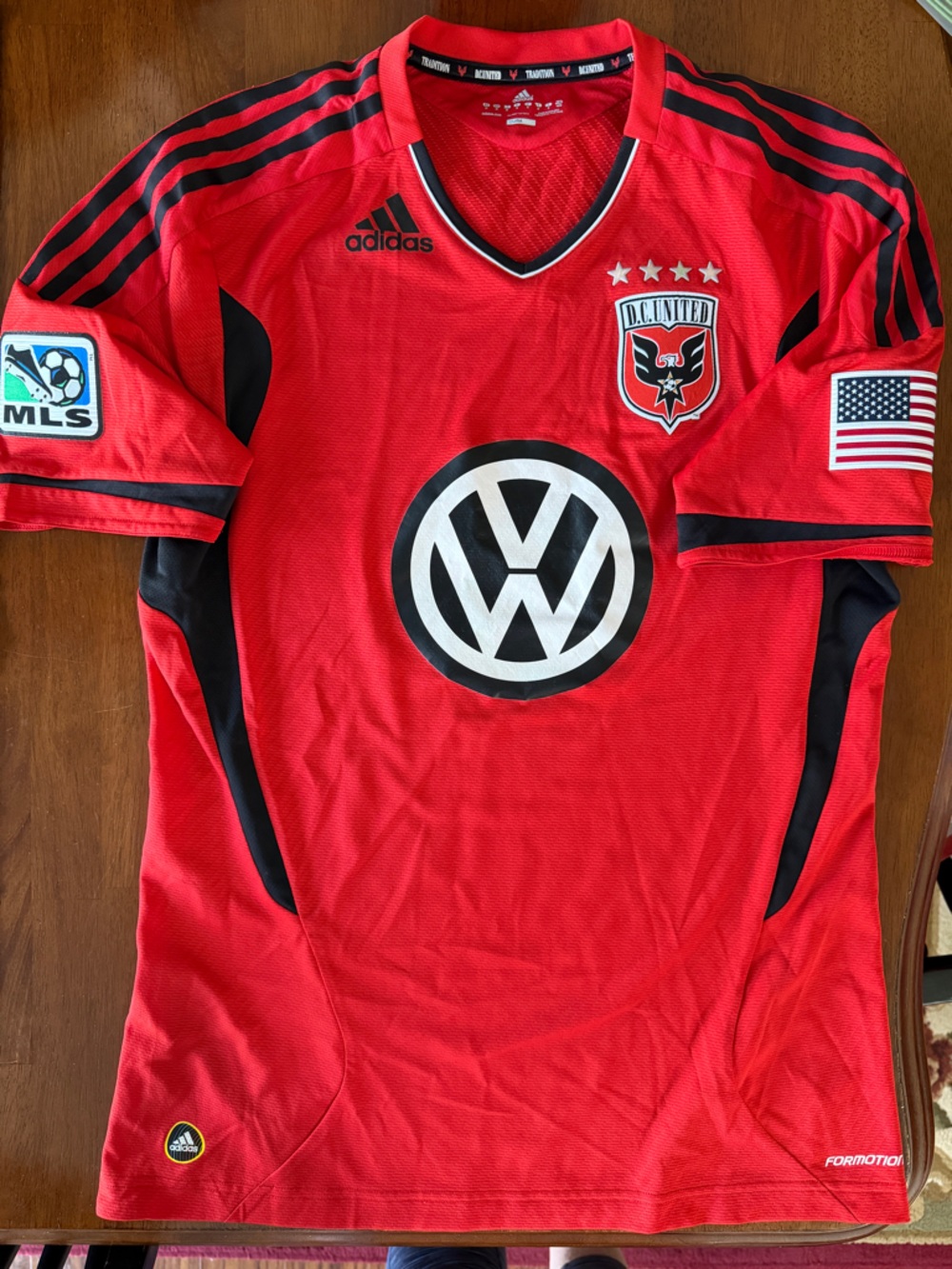adidas Red DC United Soccer Jersey with White Logo